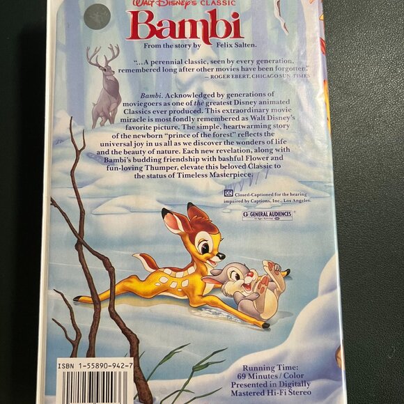 Disney’s Bambi VHS Black Diamond Edition #942-1 – First Pressing Vintage Classic - Picture 2 of 7